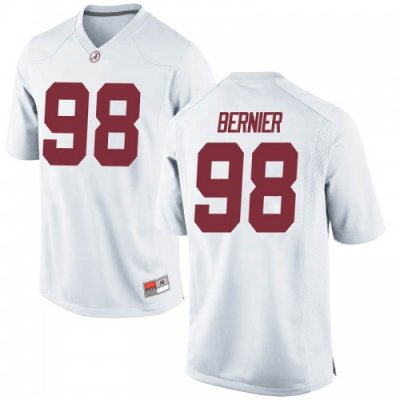 Men's Alabama Crimson Tide #98 Mike Bernier White Game NCAA College Football Jersey 2403GBYW1